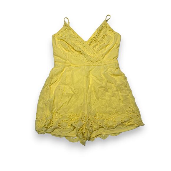 Japna Yellow Eyelet Embroidered Romper SIze Small - Picture 2 of 7